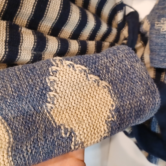 Lauren Ralph Lauren LRL Linen Cotton Blend Cardigan Belted Blue Striped Sweater - Picture 3 of 13